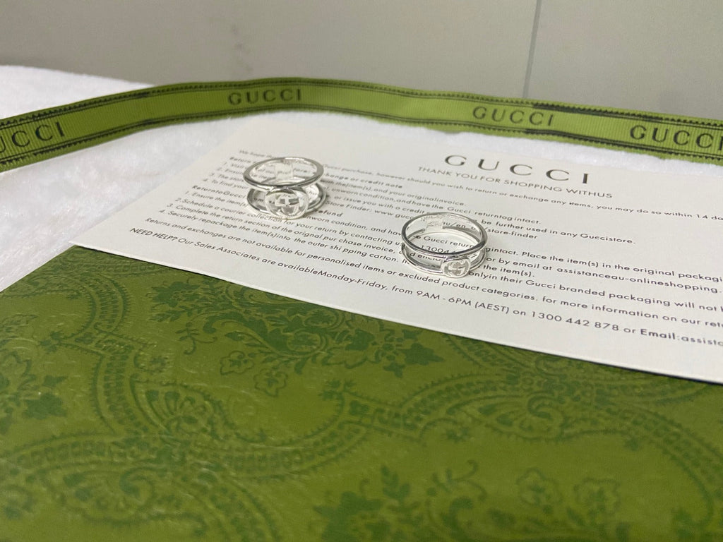 Gucci Double G Interlocking G Thin Open Ring