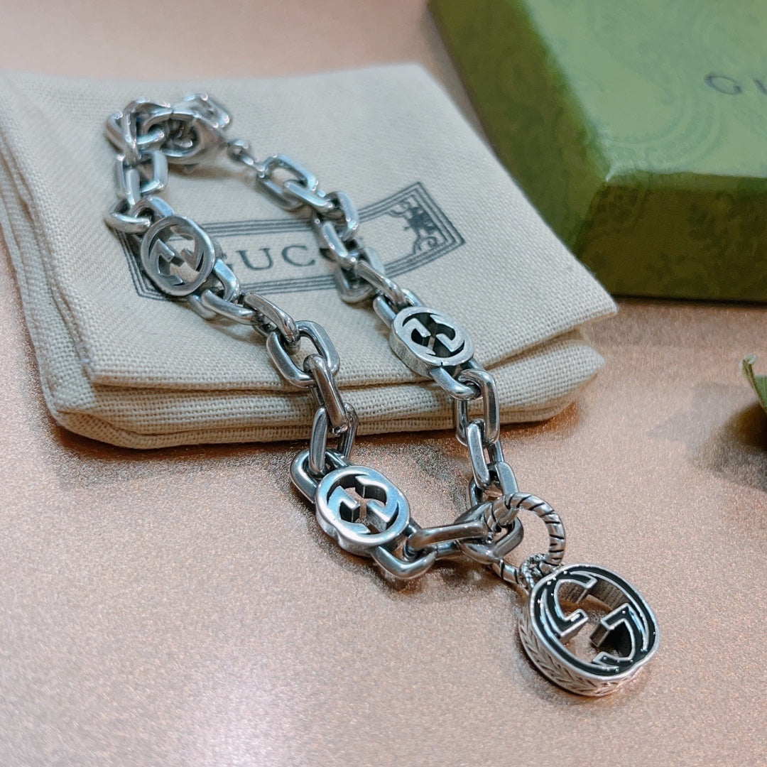 Gucci Double G Interlocking G Pendant Bracelet