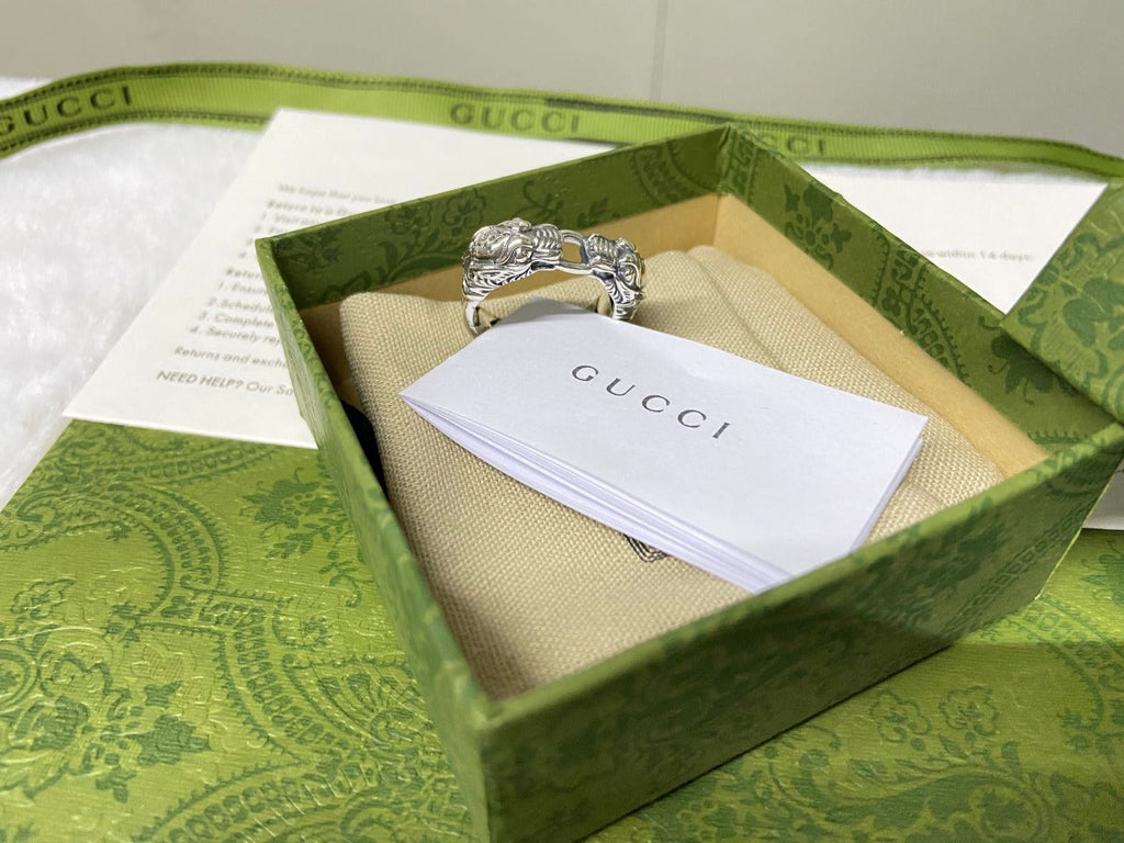 Gucci Double G Tiger Head Chain Ring