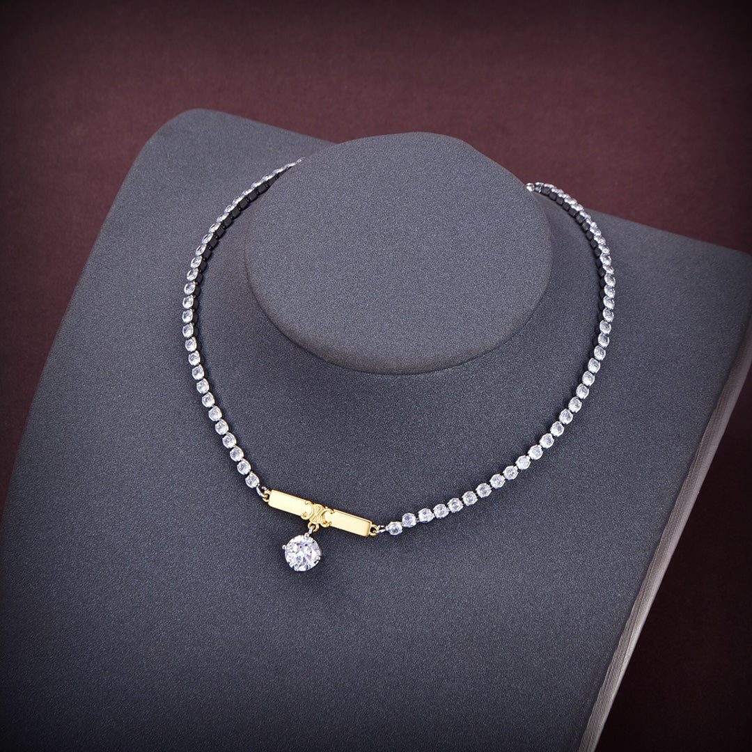 Celine Triomphe Celine Line Moissanite Necklace