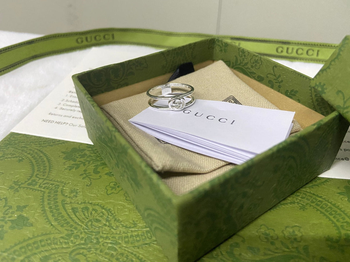 Gucci Double G Interlocking G Thin Open Ring