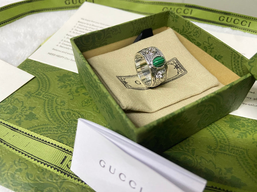 Gucci Double G Feline Garden Green Ring
