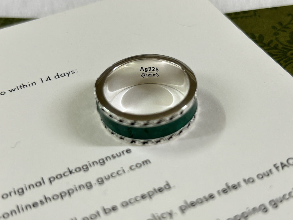 Gucci Double G Interlocking G Turquoise Enamel Ring