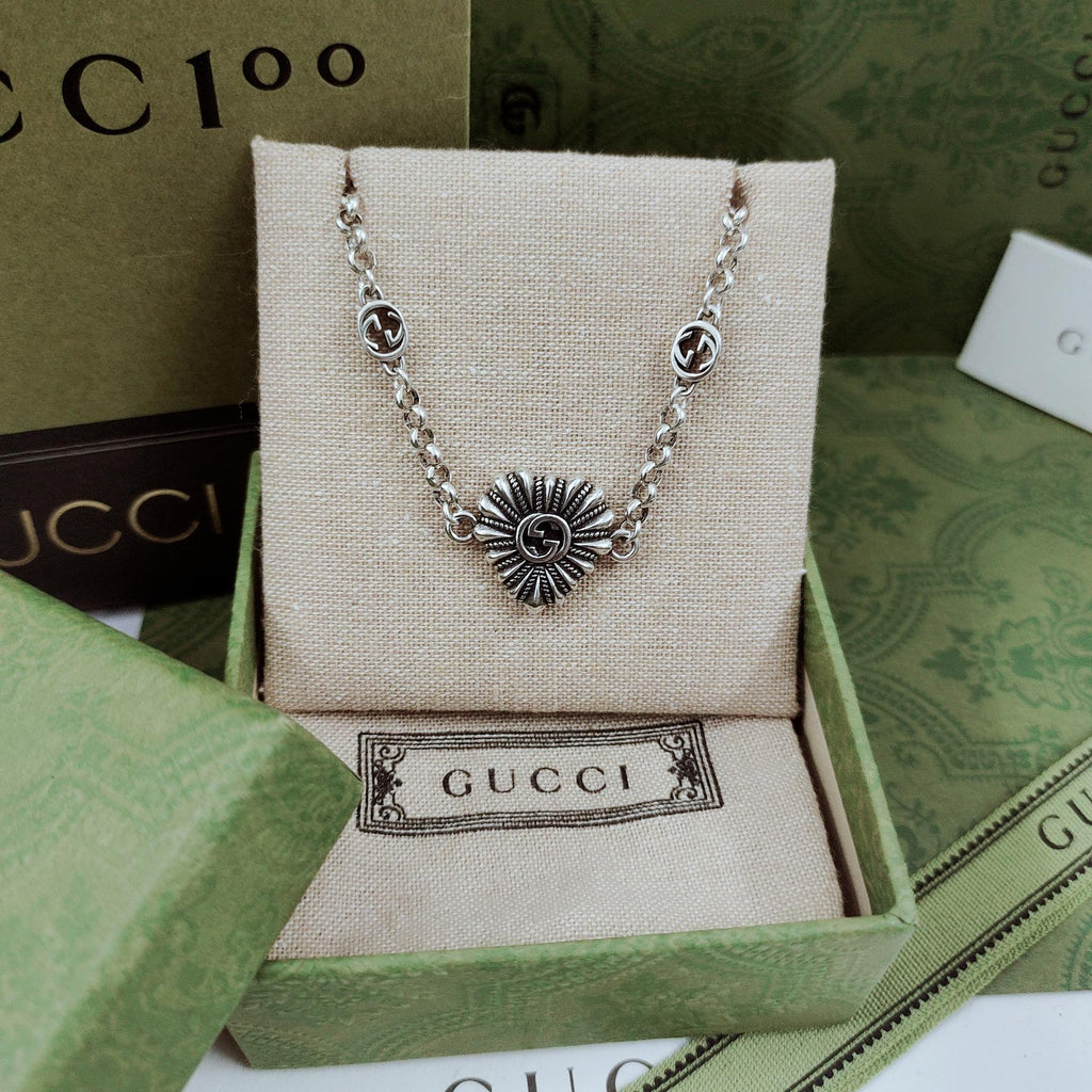 Gucci Double G Interlocking G Heart Necklace