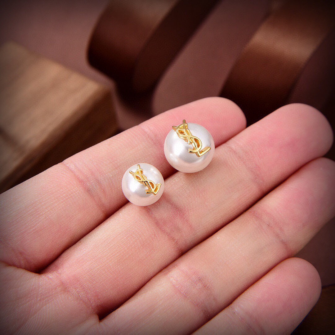 YSL Pearl Earrings - 18K Yellow Gold