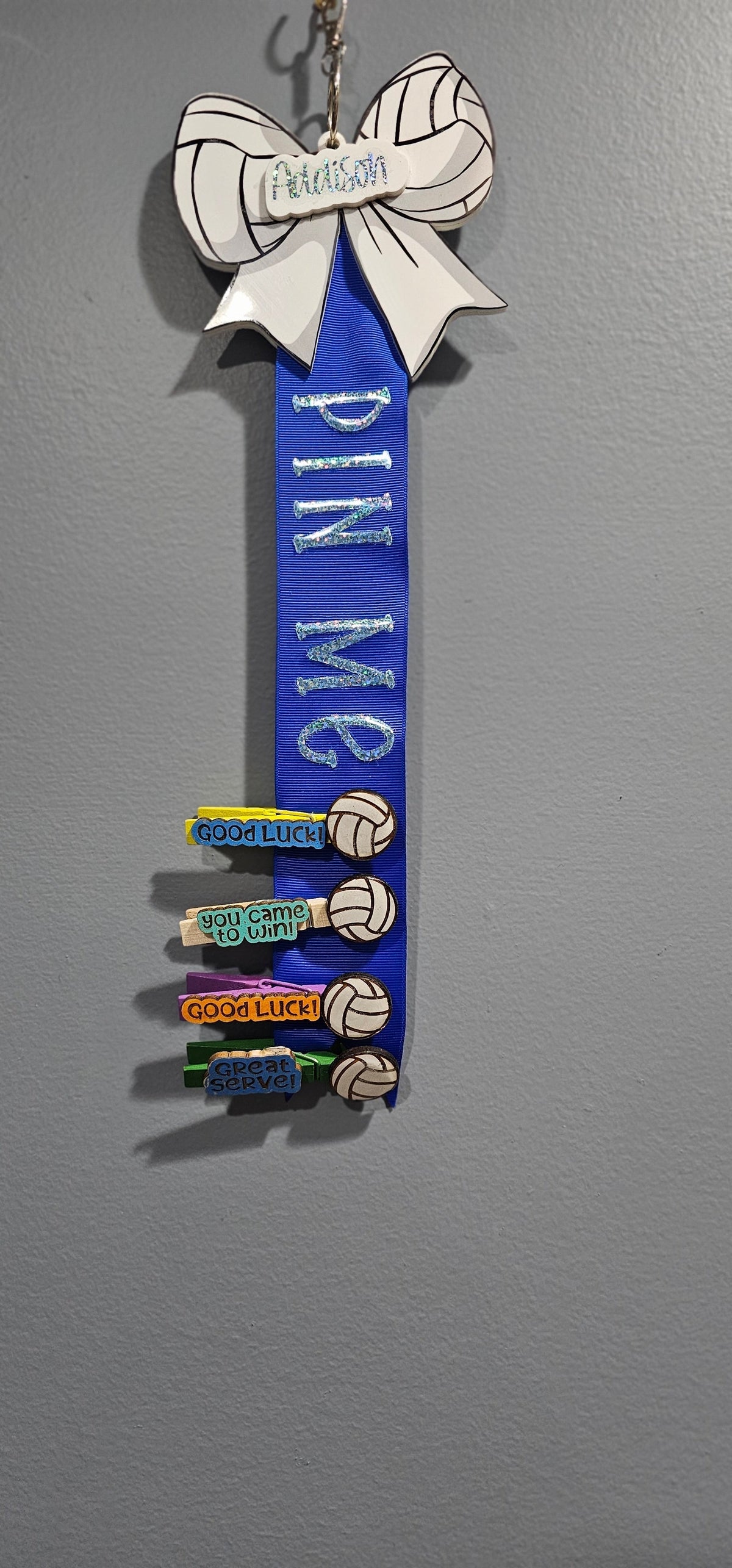 Personalized Volleyball Pin Me Bag Tag and Clip Holder