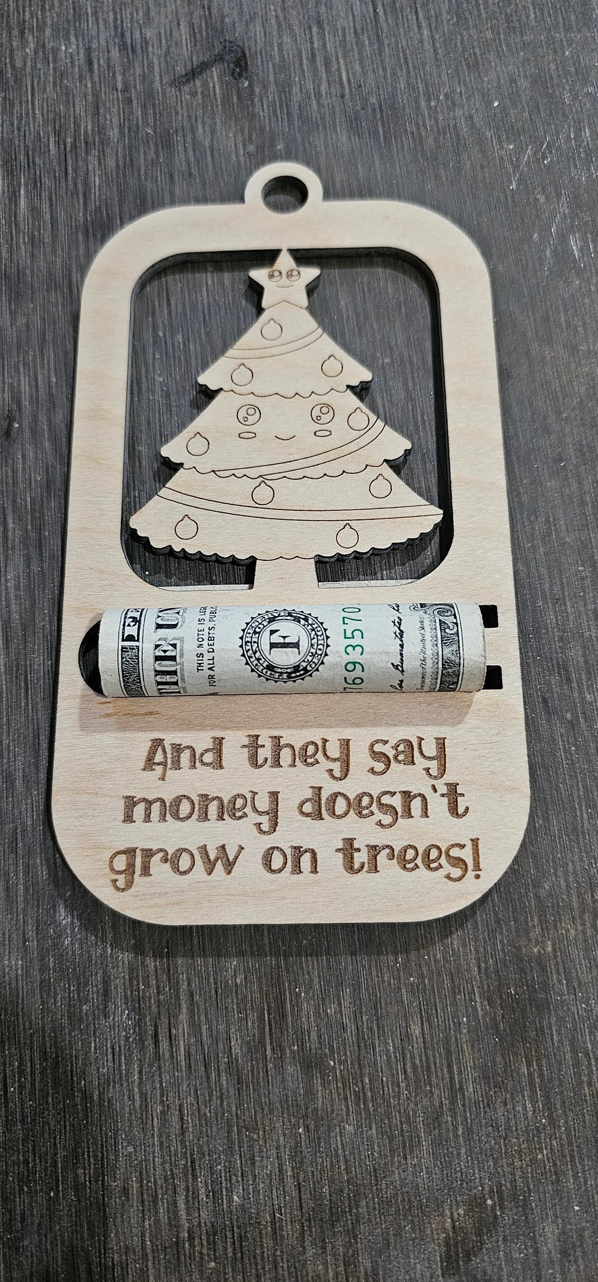 Wooden Christmas Cash Holder Ornament