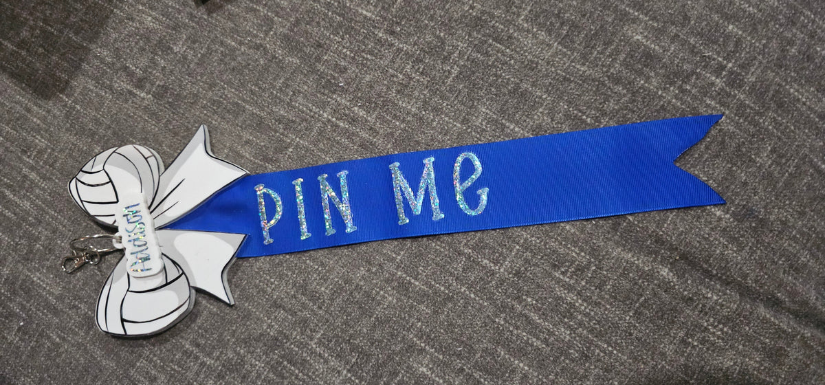 Personalized Volleyball Pin Me Bag Tag and Clip Holder